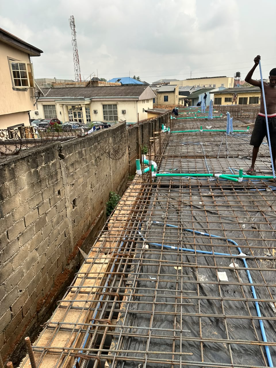Steel bars on a slab